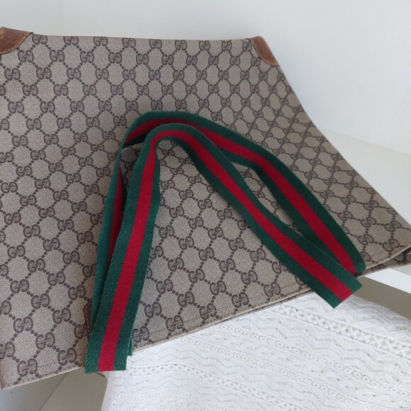 Gucci Web Tan Monogram Canvas Sherry Line GG Tote Bag - Picture 3 of 16